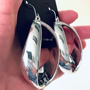 NWT E&L Made in Israel gorgeous sterling silver electroform Dangle Hoop earrings